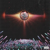 the cover of the album, a disco ball in the middle of a starry sky