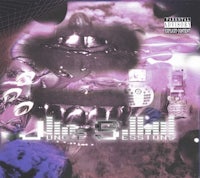 the cover of a purple album with an image of a skull