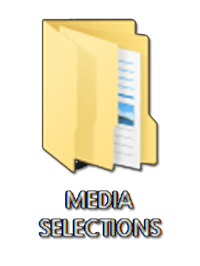 a folder with the words media selections on it