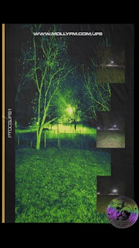 a green blanket with images of a tree and a grassy field